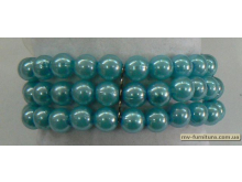 Браслет резинка №147 жемчуг (6мм) голубой 3 ряда