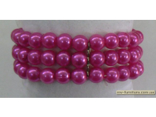 Браслет резинка №147 жемчуг (6мм) розовый 3 ряда