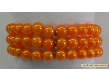 Браслет резинка №147 жемчуг (6мм) оранжевый 3 ряда