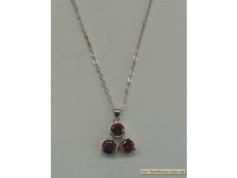 Кулон цепочка серебро камень красный треугольник (22см) Кулон цепочка серебро камень красный треугольник (22см)