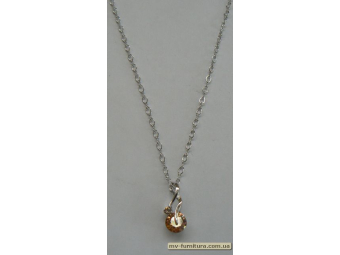 Кулон цепочка серебро камень желтый черешенка (22см) Кулон цепочка серебро камень желтый черешенка (22см)