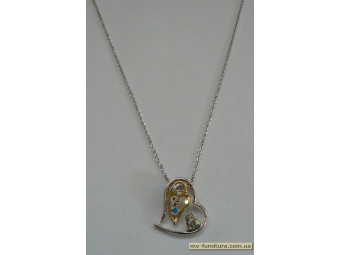 Кулон цепочка серебро камень белый 3сердца (22см) Кулон цепочка серебро камень белый 3сердца (22см)