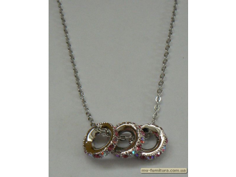 Кулон цепочка серебро камень розовый 3кольца (22см) Кулон цепочка серебро камень розовый 3кольца (22см)