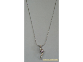 Кулон цепочка серебро камень розовый 1камень (22см) Кулон цепочка серебро камень розовый 1камень (22см)