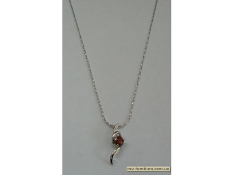 Кулон цепочка серебро камень красный 1камень (22см) Кулон цепочка серебро камень красный 1камень (22см)